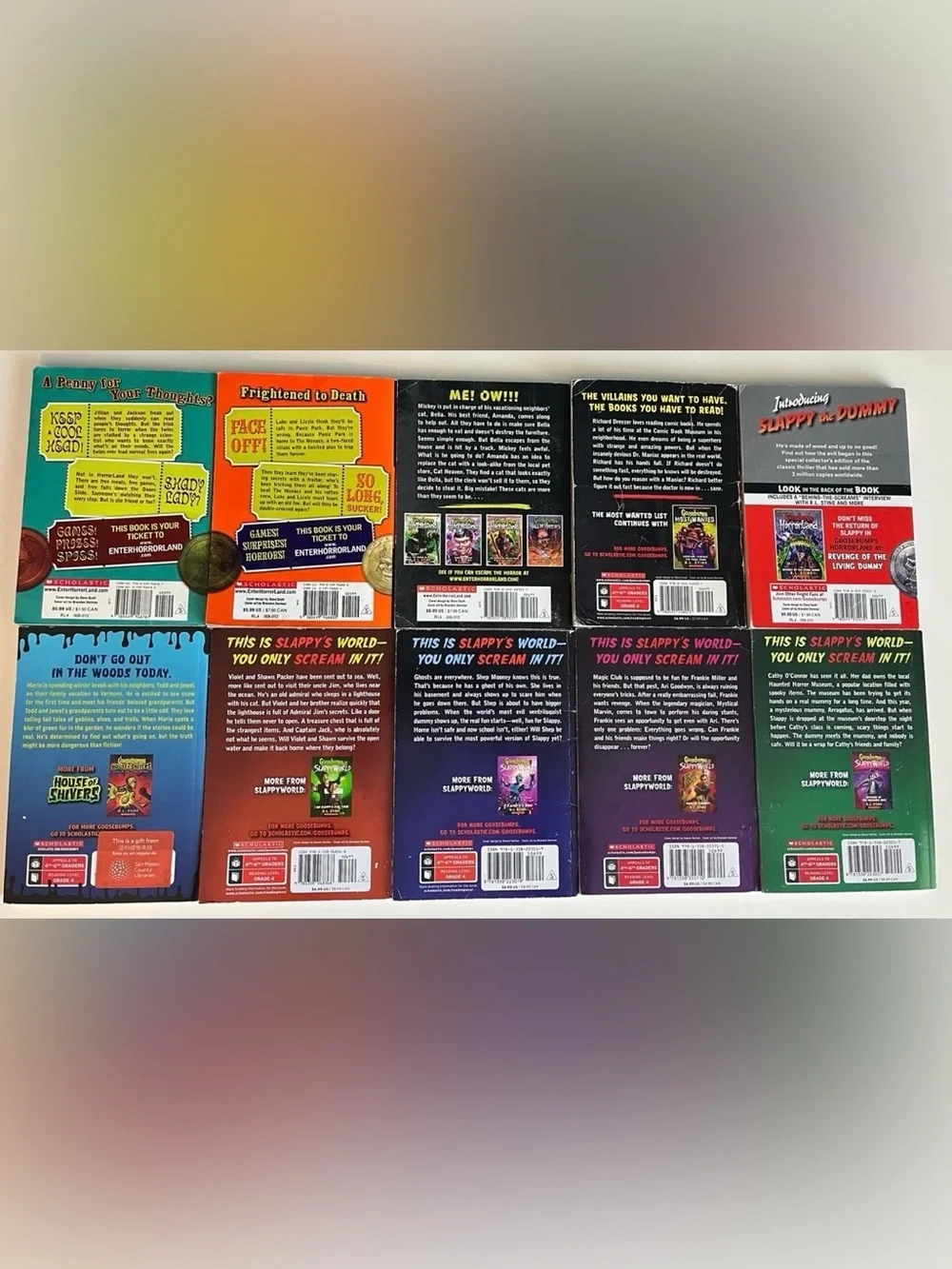 10x Goosebumps Books Slappyworld Horrorland Hall of Horrors Living Dummy